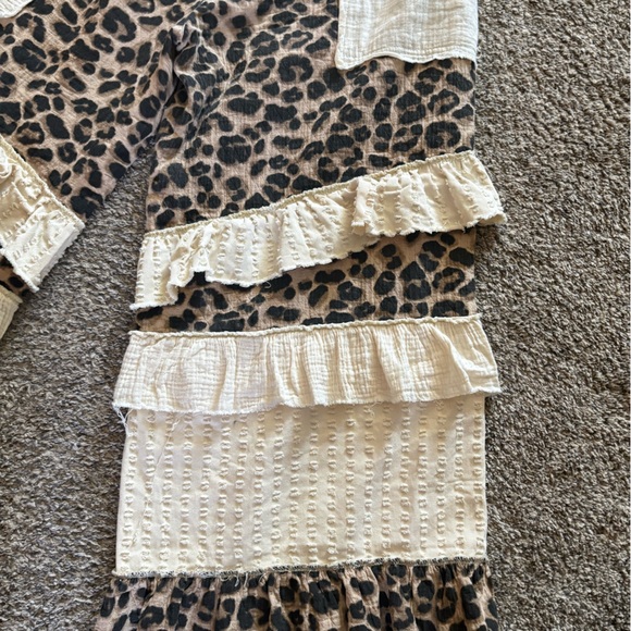 POL Leopard Patchwork Jogger Pants Boho Cottagecore Ruffle Detail Size M NWT - Picture 8 of 8